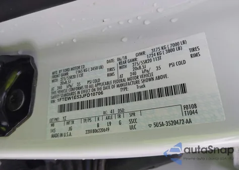 2018 Ford F-150 Xl z USA, uszkodzony, nr VIN 1FTEW1E53JFD10706